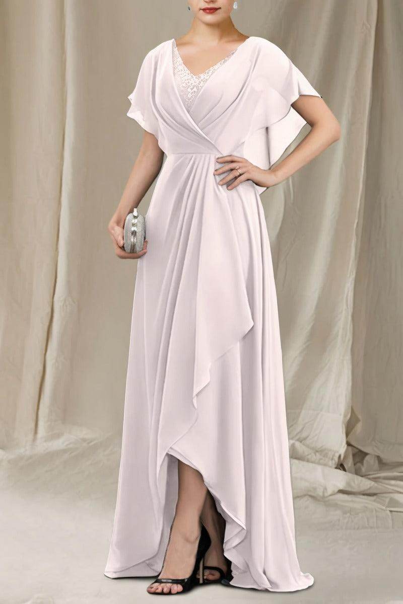 A-Line Sweep-Brush Train Chiffon Mother Dress CM0080 - COCOMELODY