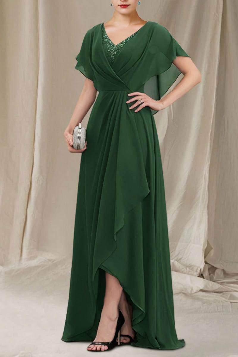 A-Line Sweep-Brush Train Chiffon Mother Dress CM0080 - COCOMELODY