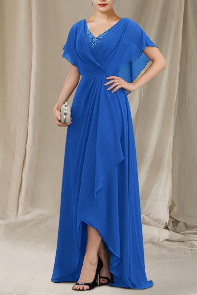 A-Line Sweep-Brush Train Chiffon Mother Dress CM0080 - COCOMELODY