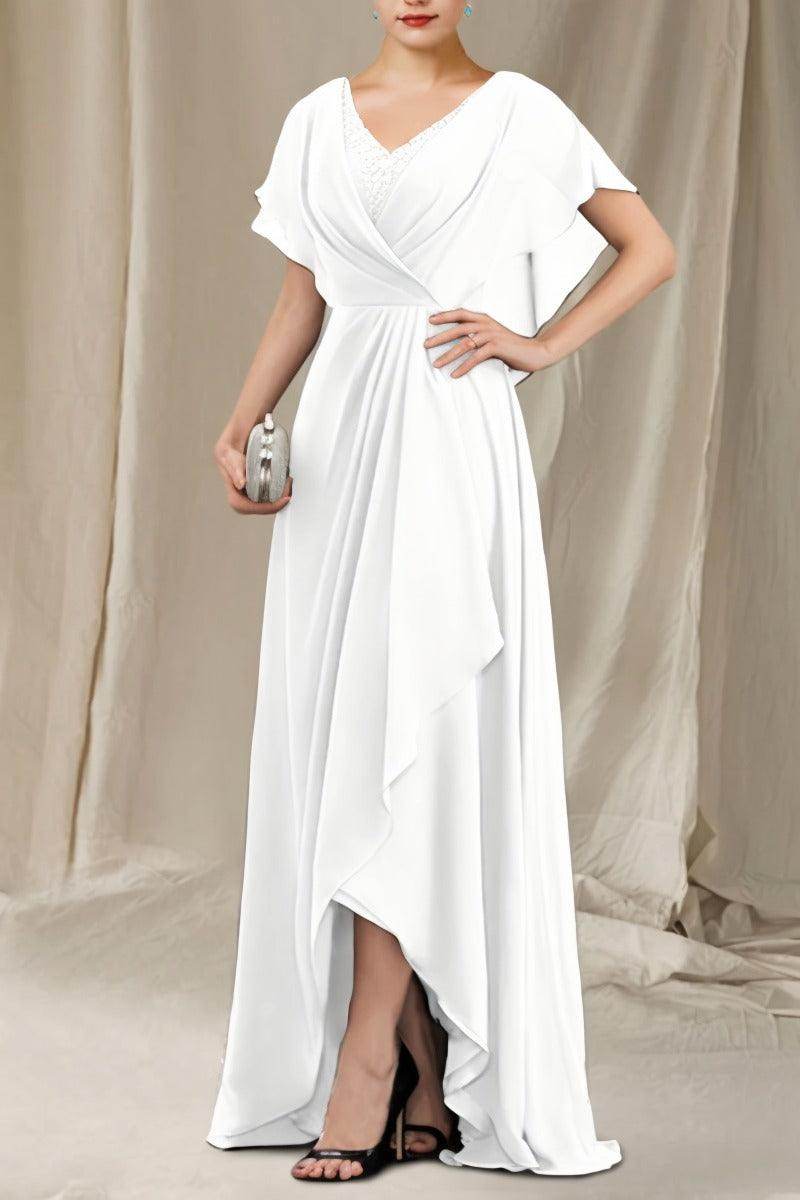 A-Line Sweep-Brush Train Chiffon Mother Dress CM0080 - COCOMELODY
