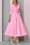 A-Line Tea Length Satin Mother Dress CM0081 - COCOMELODY
