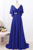 A-Line Sweep-Brush Train Chiffon Mother Dress CM0082 - COCOMELODY