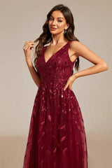 A-Line Tea Length Glitter Dress CM0195 - COCOMELODY