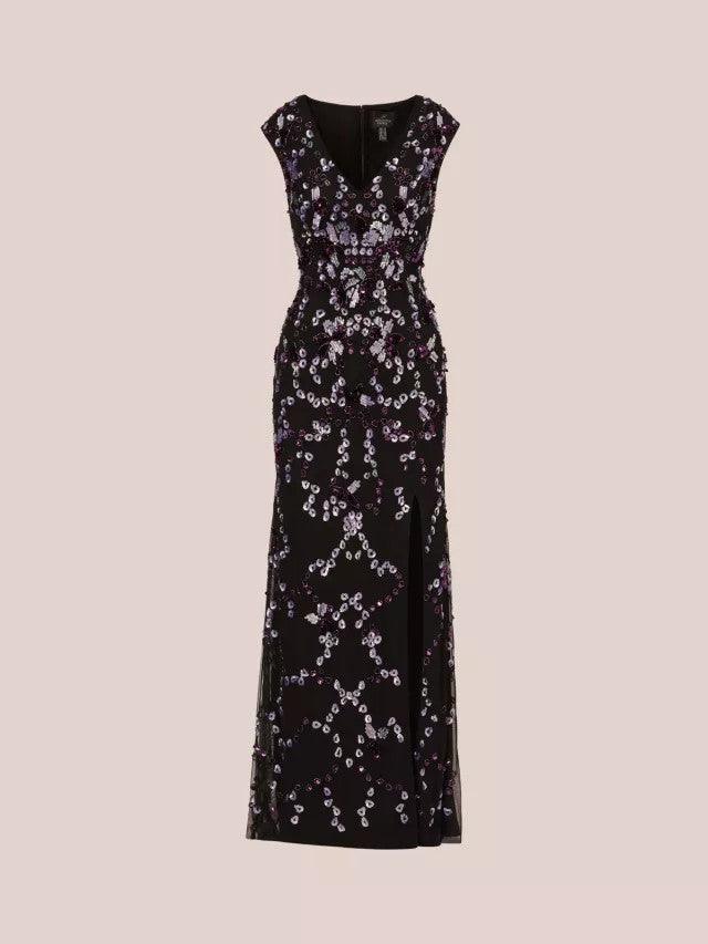 A-Line Floor Length Beaded Mother Dress CM0197 - COCOMELODY
