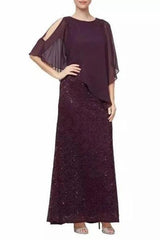 A-Line Ankle Length Stretch Lace Mother Dress CM0203 - COCOMELODY