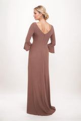 A-line Maxi Stretch Crepe Mother Dress CM0232 - COCOMELODY