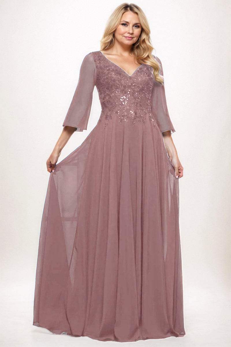 A-Line Maxi Chiffon Mother Dress CM0254