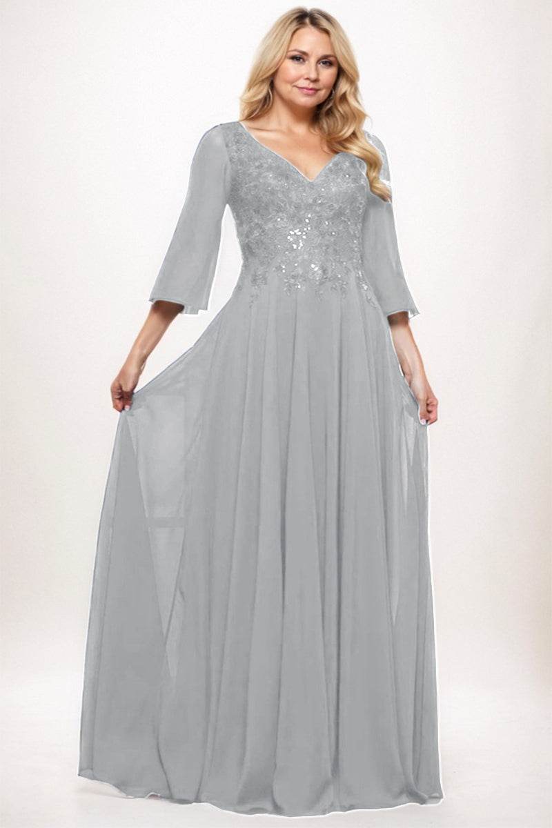 A-Line Maxi Chiffon Mother Dress CM0254