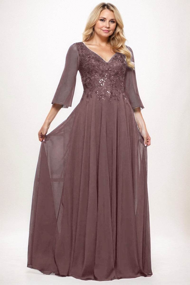 A-Line Maxi Chiffon Mother Dress CM0254