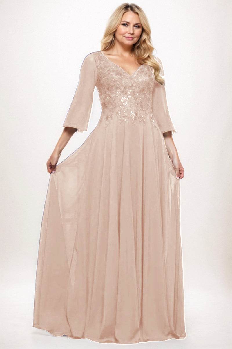 A-Line Maxi Chiffon Mother Dress CM0254