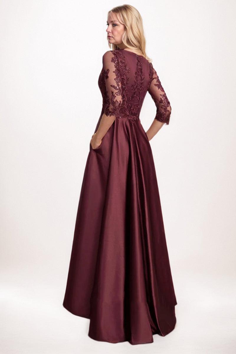 A-Line Midi Satin Mother Dress CM0263 - COCOMELODY
