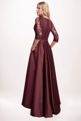 A-Line Midi Satin Mother Dress CM0263 - COCOMELODY