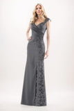 Sheath-Column Maxi Chiffon Mother Of The Bride Dress CM0275 - COCOMELODY