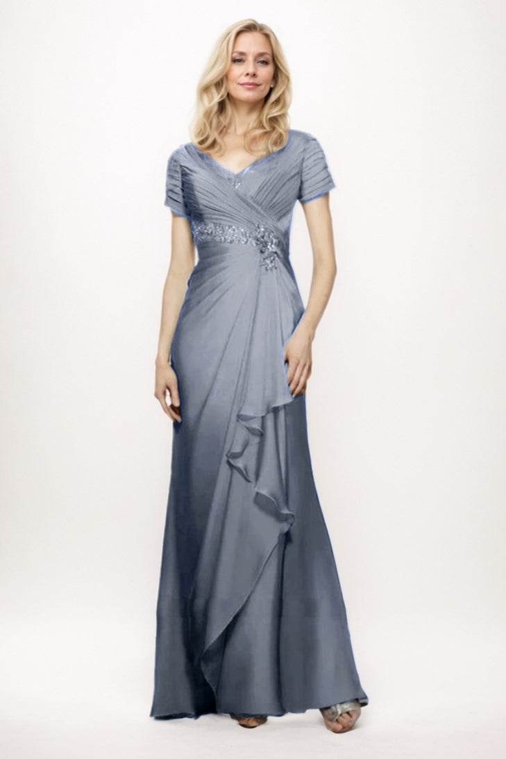 Sheath-Column Maxi Chiffon Mother Of The Bride Dress CM0277
