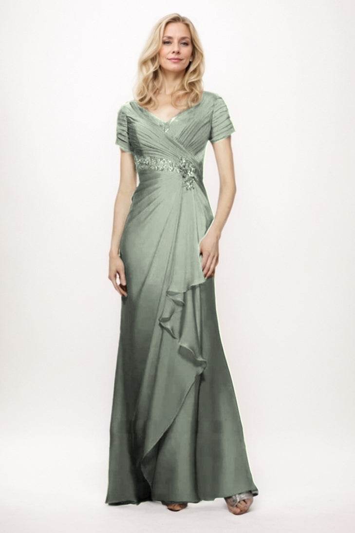 Sheath-Column Maxi Chiffon Mother Of The Bride Dress CM0277
