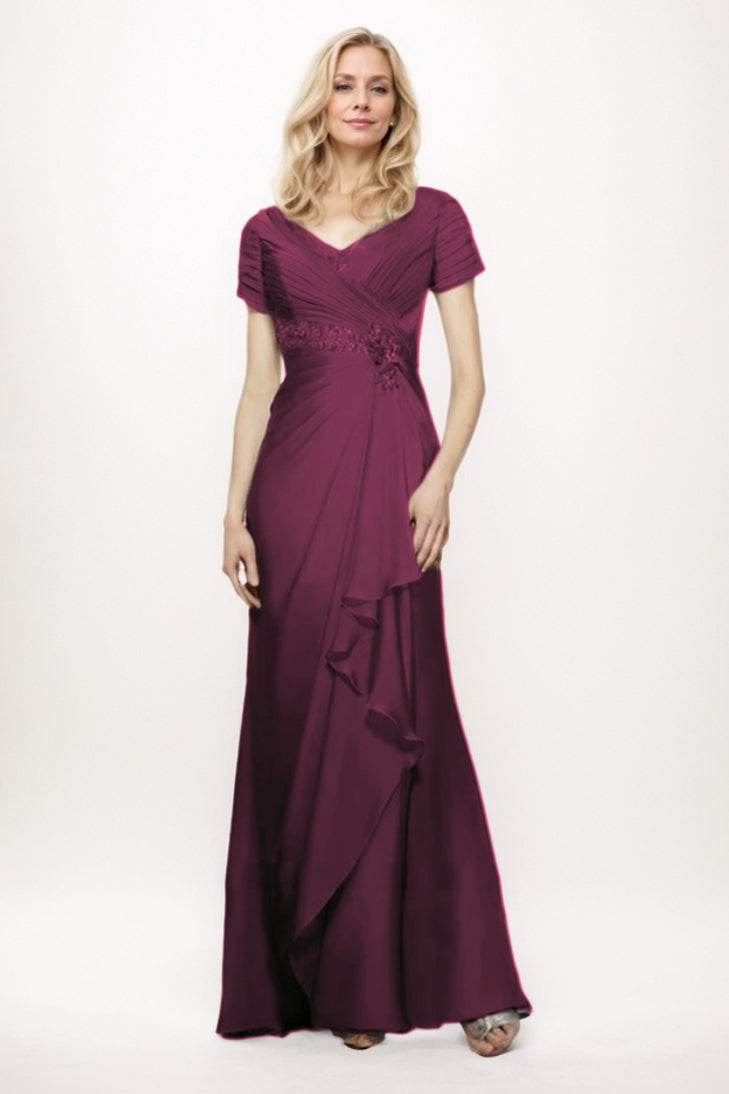 Sheath-Column Maxi Chiffon Mother Of The Bride Dress CM0277