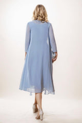 A-Line Midi Chiffon Mother Of The Bride Dress CM0291 - COCOMELODY
