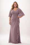 Trumpet-Mermaid Maxi Chiffon Mother Of The Bride Dress CM0310