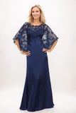 A-Line Maxi Satin Faced Chiffon Mother Of The Bride Dress CM0320 - COCOMELODY
