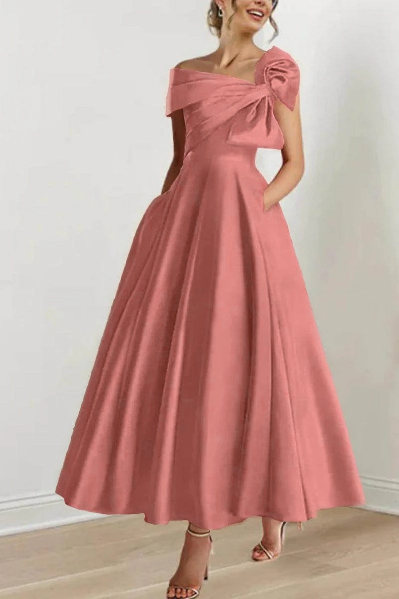 A Line Off The Shoulder Mother Dresses with Bows CM0333 - COCOMELODY