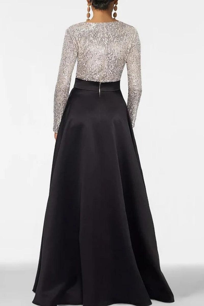 A Line V Neck Long Sleeves Sequins Mother Of The Bride Dresses CM0334 - COCOMELODY