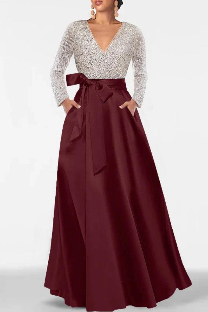 A Line V Neck Long Sleeves Sequins Mother Of The Bride Dresses CM0334 - COCOMELODY