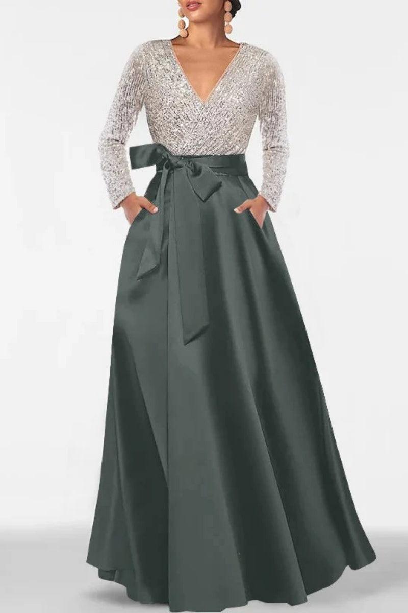 A Line V Neck Long Sleeves Sequins Mother Of The Bride Dresses CM0334 - COCOMELODY