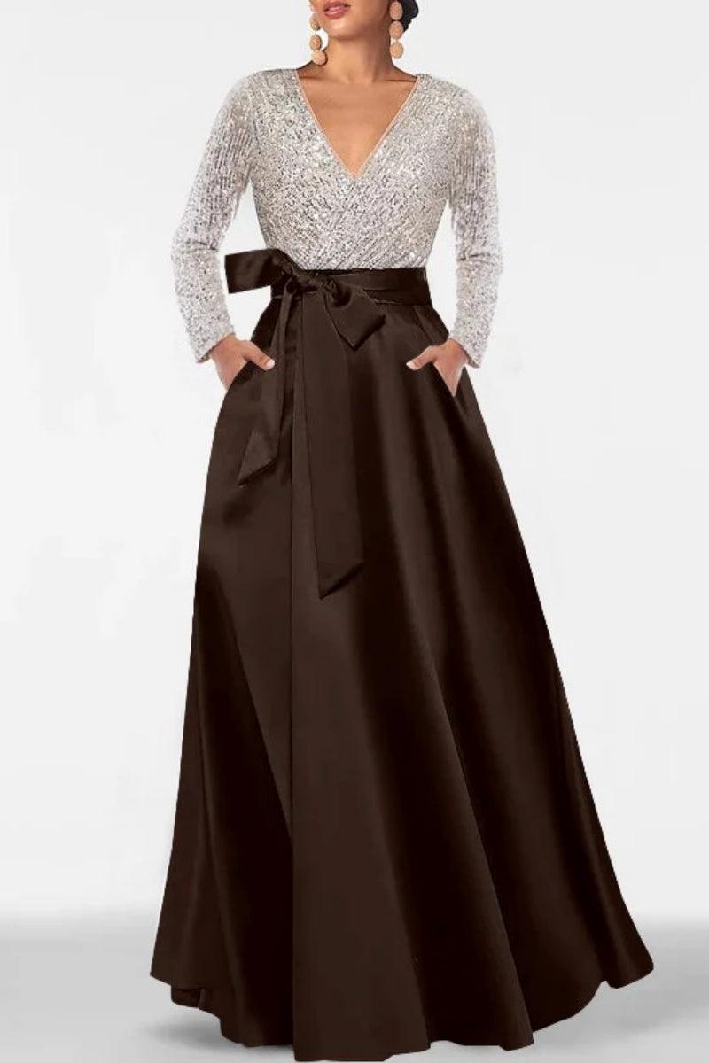 A Line V Neck Long Sleeves Sequins Mother Of The Bride Dresses CM0334 - COCOMELODY