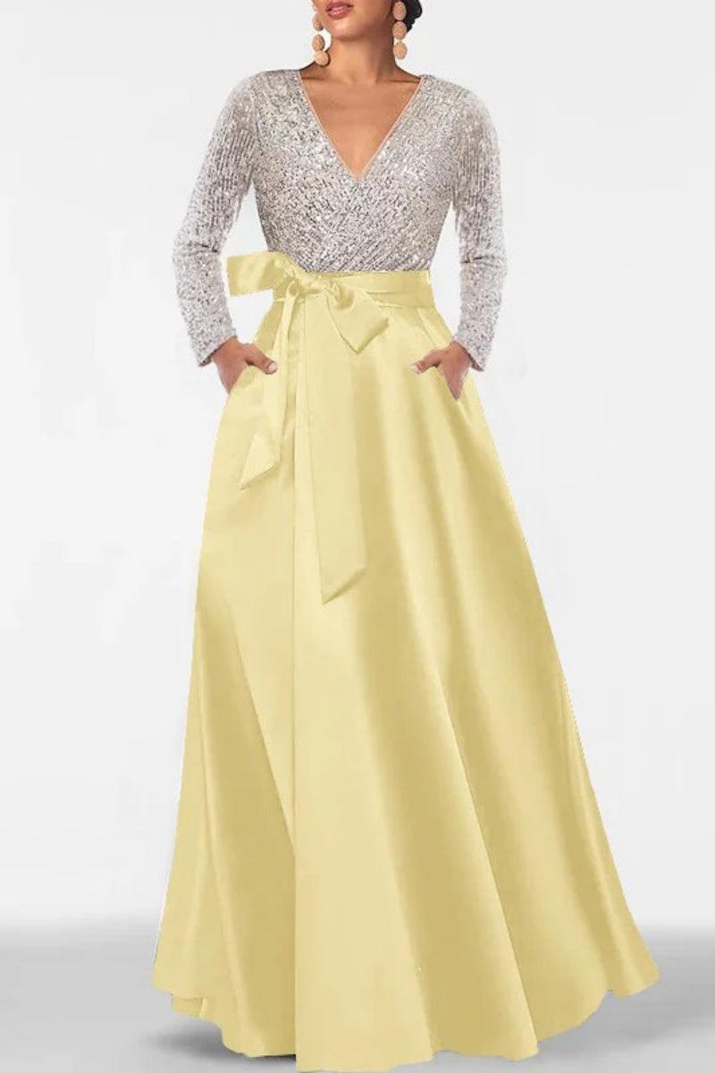 A Line V Neck Long Sleeves Sequins Mother Of The Bride Dresses CM0334 - COCOMELODY
