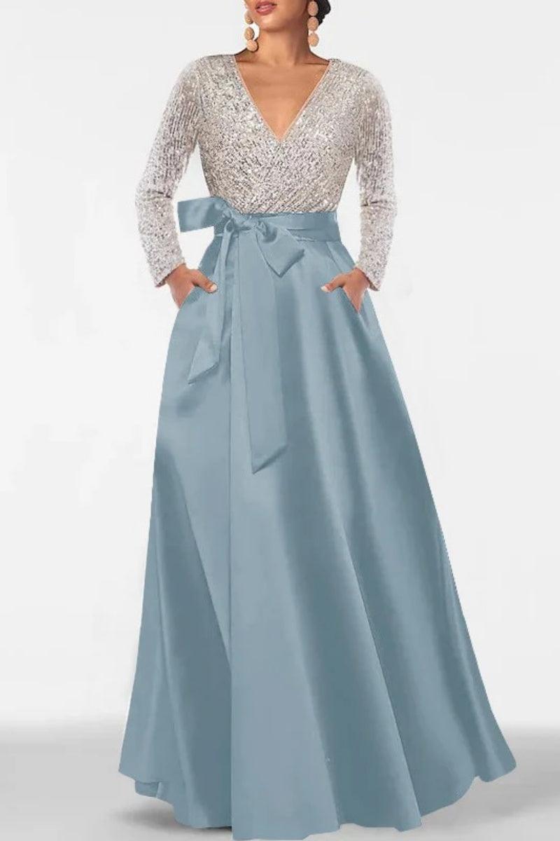 A Line V Neck Long Sleeves Sequins Mother Of The Bride Dresses CM0334 - COCOMELODY