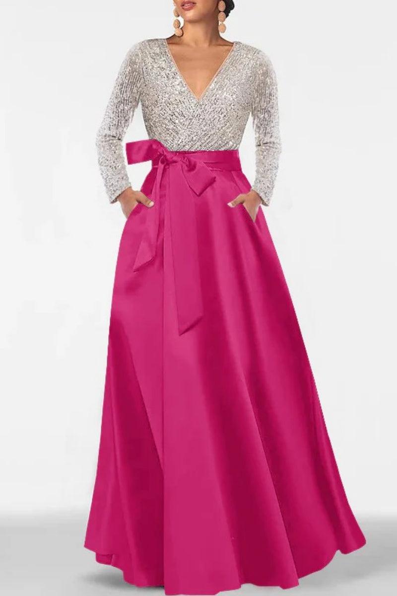 A Line V Neck Long Sleeves Sequins Mother Of The Bride Dresses CM0334 - COCOMELODY