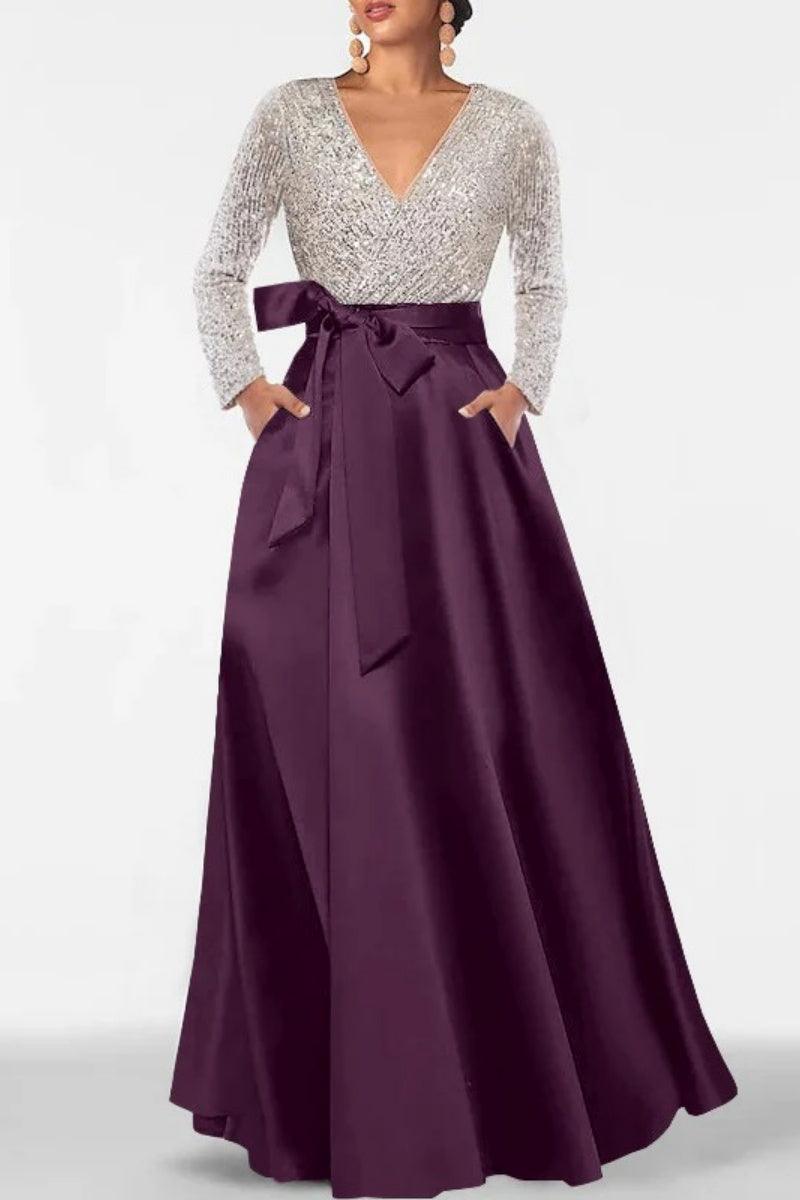 A Line V Neck Long Sleeves Sequins Mother Of The Bride Dresses CM0334 - COCOMELODY