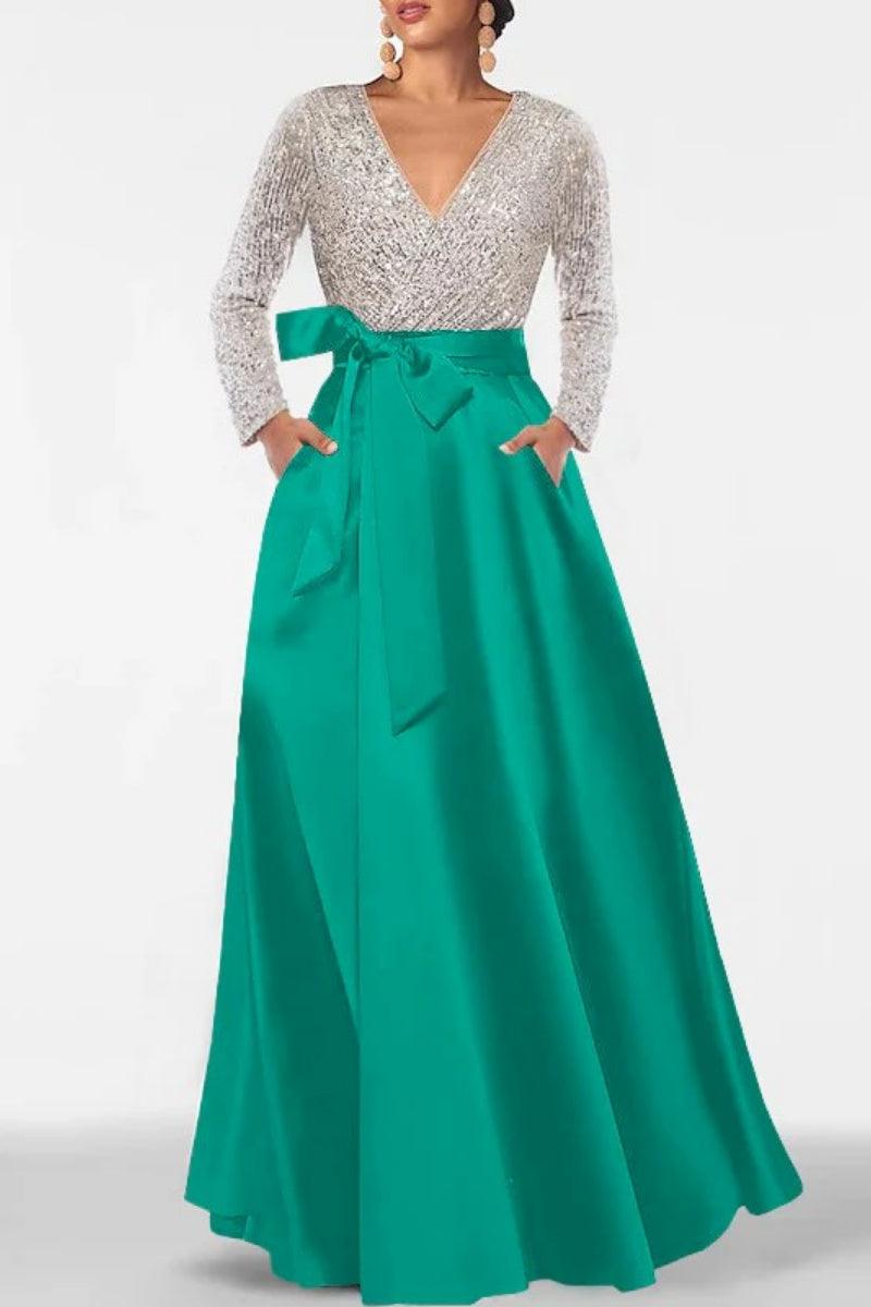 A Line V Neck Long Sleeves Sequins Mother Of The Bride Dresses CM0334 - COCOMELODY