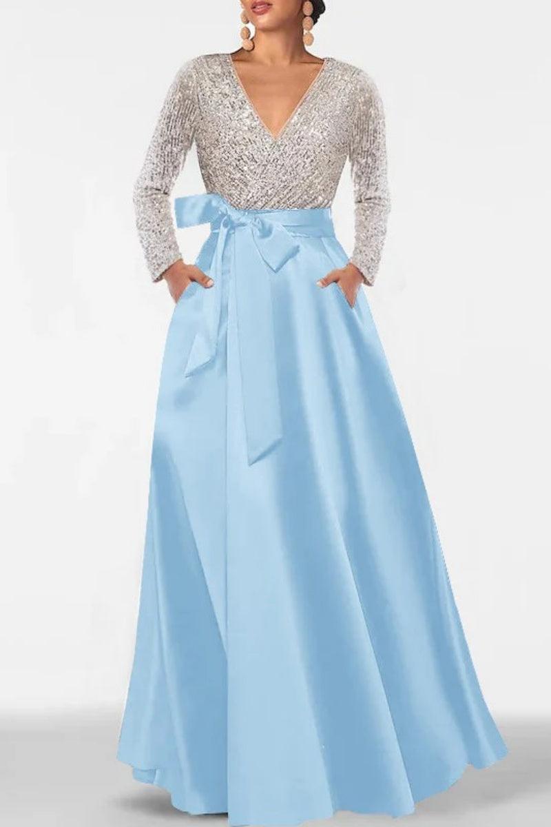 A Line V Neck Long Sleeves Sequins Mother Of The Bride Dresses CM0334 - COCOMELODY