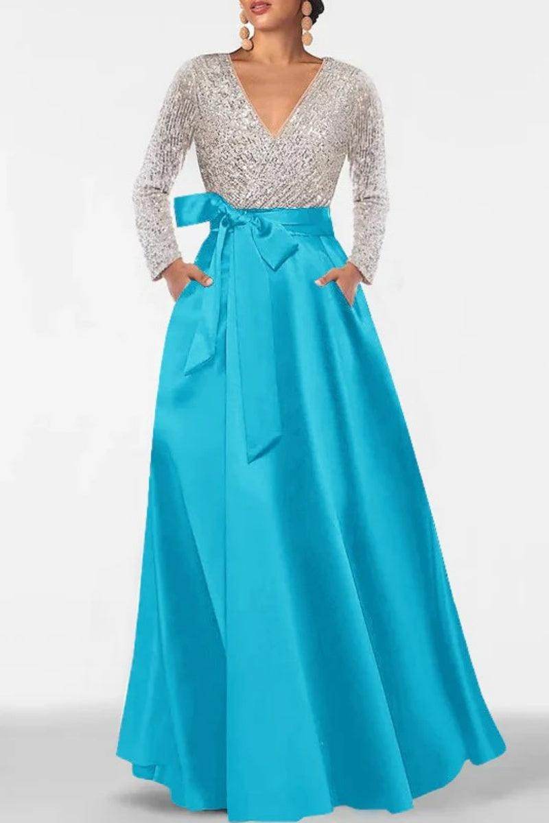 A Line V Neck Long Sleeves Sequins Mother Of The Bride Dresses CM0334 - COCOMELODY
