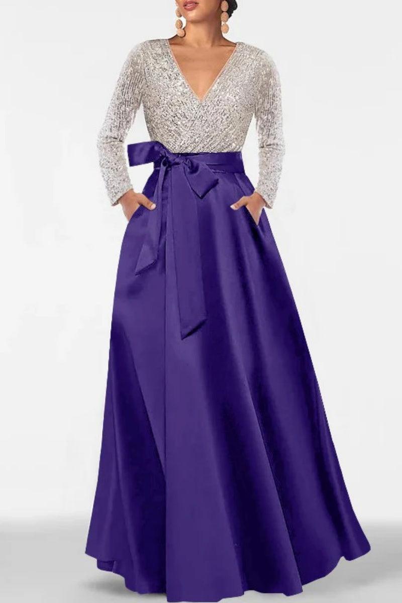 A Line V Neck Long Sleeves Sequins Mother Of The Bride Dresses CM0334 - COCOMELODY