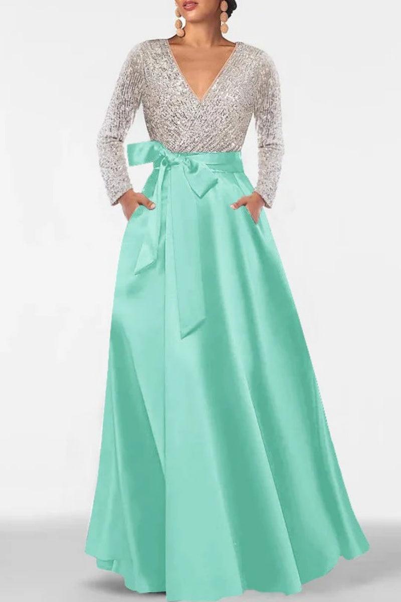 A Line V Neck Long Sleeves Sequins Mother Of The Bride Dresses CM0334 - COCOMELODY