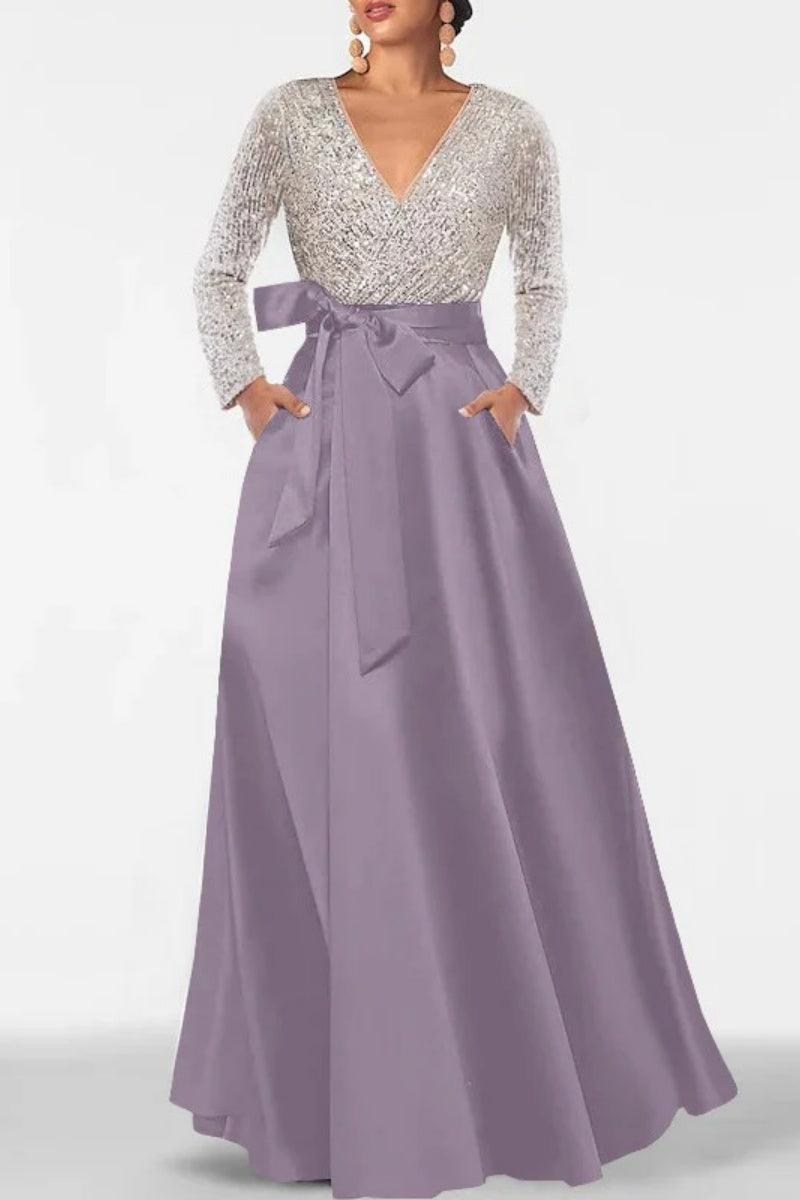 A Line V Neck Long Sleeves Sequins Mother Of The Bride Dresses CM0334 - COCOMELODY