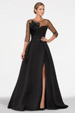 A Line Sweetheart 3/4 Sleeves High Split Mother Dresses CM0338