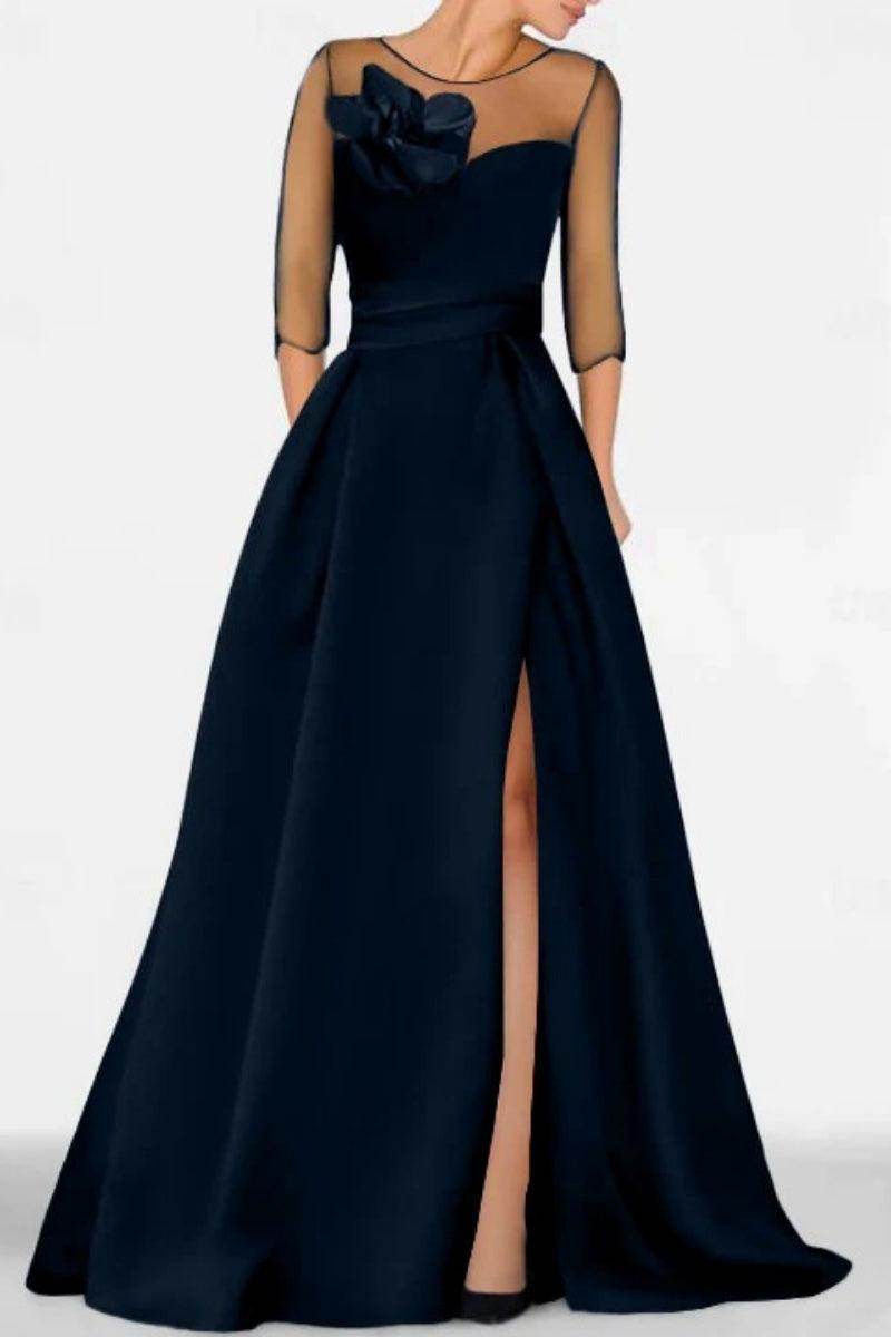 A Line Sweetheart 3/4 Sleeves High Split Mother Dresses CM0338 - COCOMELODY