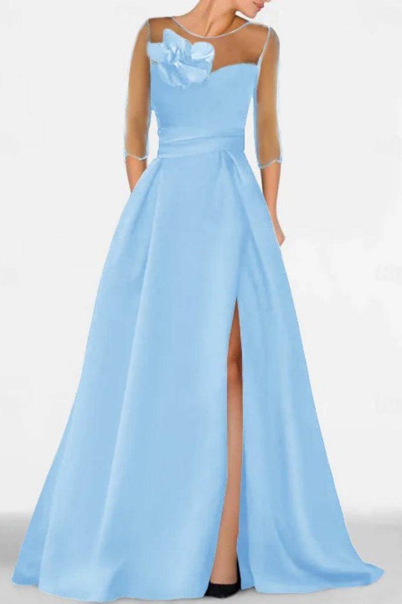 A Line Sweetheart 3/4 Sleeves High Split Mother Dresses CM0338 - COCOMELODY
