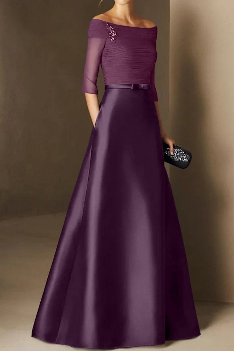 A Line Off The Shoulder Short Sleeves Applique Mother Dresses CM0339 - COCOMELODY
