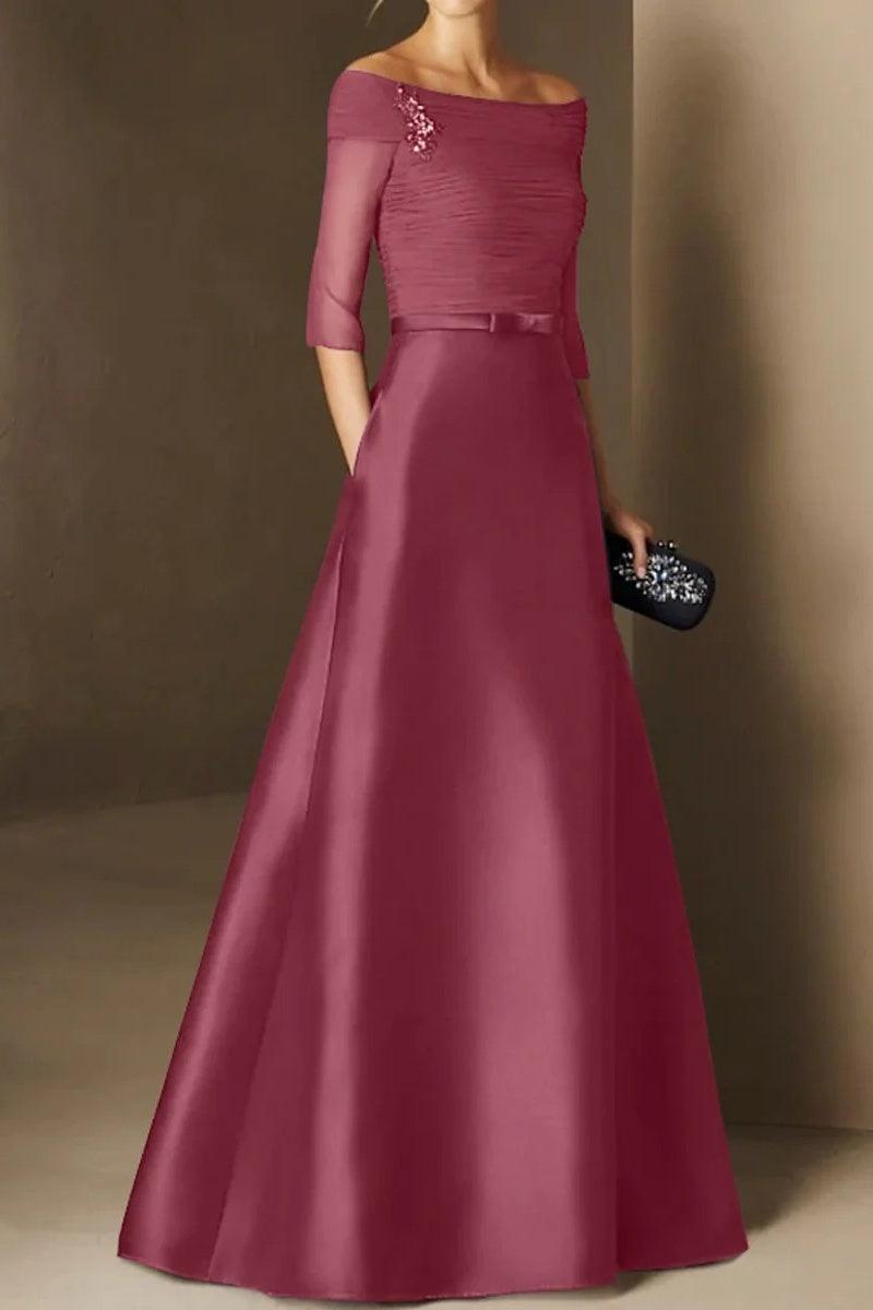 A Line Off The Shoulder Short Sleeves Applique Mother Dresses CM0339 - COCOMELODY