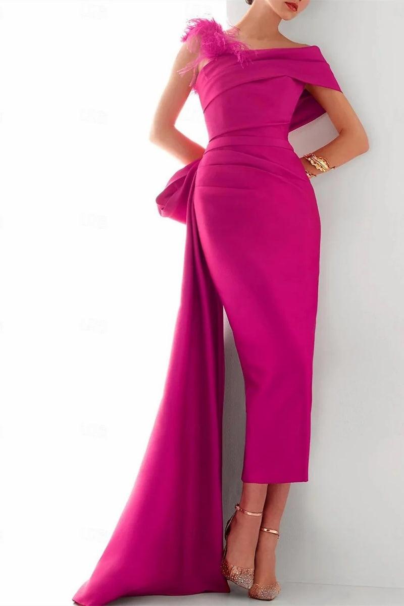 One Shoulder Evening Gown Satin Mother Of The Bride Dresses CM0340 - COCOMELODY