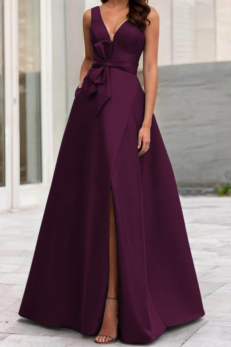 A Line V Neck Sleeveless Mother Of The Bride Dresses CM0341 - COCOMELODY