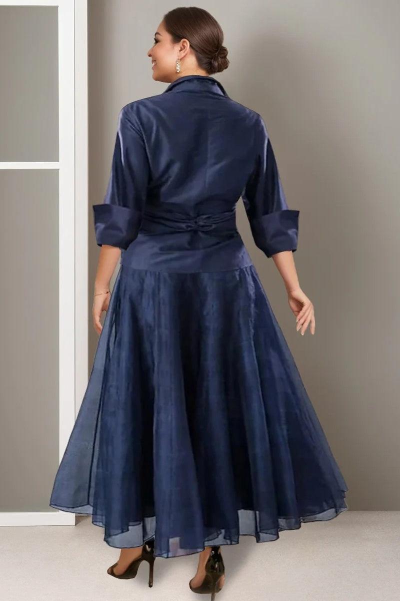A Line V Neck Half Sleeves Ankle Length Mother Dresses CM0343 - COCOMELODY