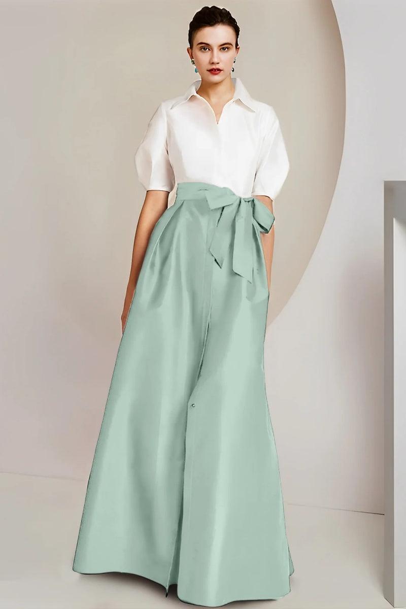 A Line Shirt Collar Short Sleeves Floor Length 2 pieces Mother Dresses CM0347 - COCOMELODY