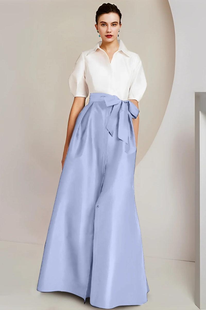 A Line Shirt Collar Short Sleeves Floor Length 2 pieces Mother Dresses CM0347 - COCOMELODY