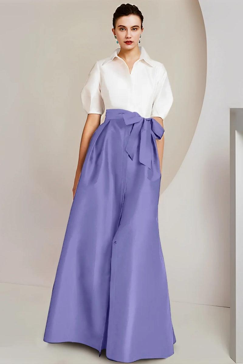A Line Shirt Collar Short Sleeves Floor Length 2 pieces Mother Dresses CM0347 - COCOMELODY