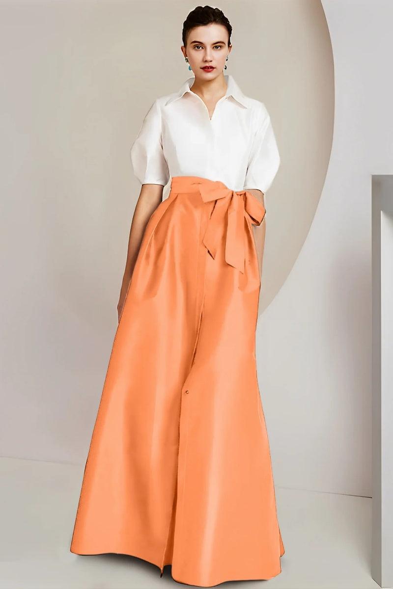A Line Shirt Collar Short Sleeves Floor Length 2 pieces Mother Dresses CM0347 - COCOMELODY